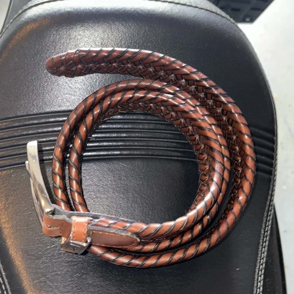 PGA Tour Men's Brown Braided Leather Belt- 38